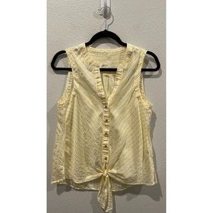 MAEVE Striped Tie Front V-Neck Sleeveless Shirt